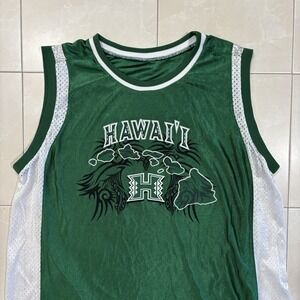Vintage University Of Hawaii Basketball Jersey Rainbow Warriors Men's 2XL Green